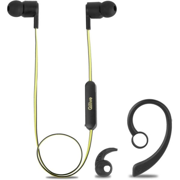 Tout neuf ⌛ QILIVE Écouteurs Q1668 Sport Bluetooth Noir Et Jaune Réflectif 👏 1