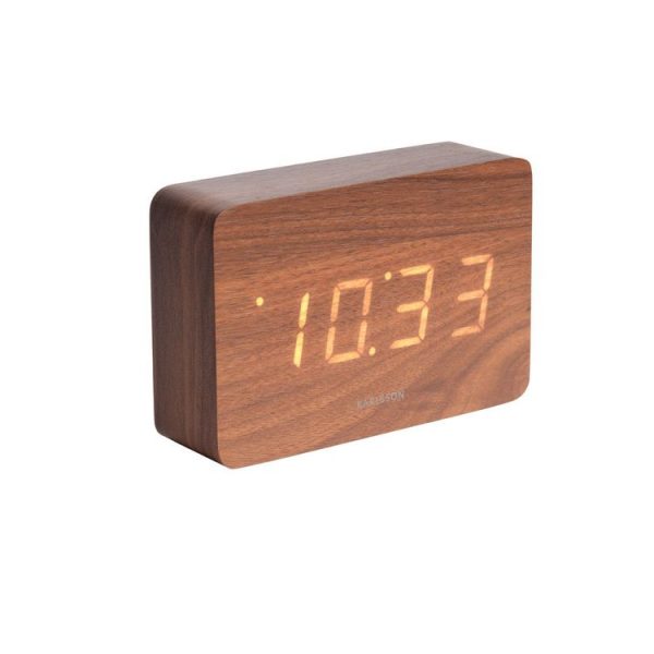 De gros 👍 Karlsson Horloge Réveil En Bois Square – H. 10 Cm – Marron ✔️ 1