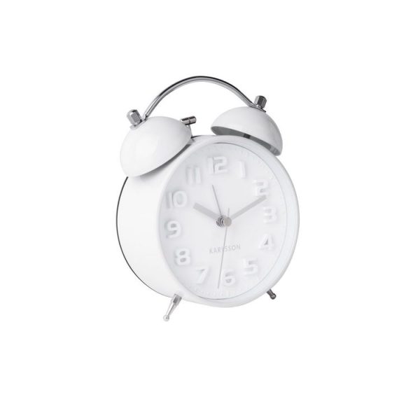 Nouveau ✨ Karlsson Horloge Réveil Rétro Mr. White – Diam. 11 Cm – Blanc 🌟 1