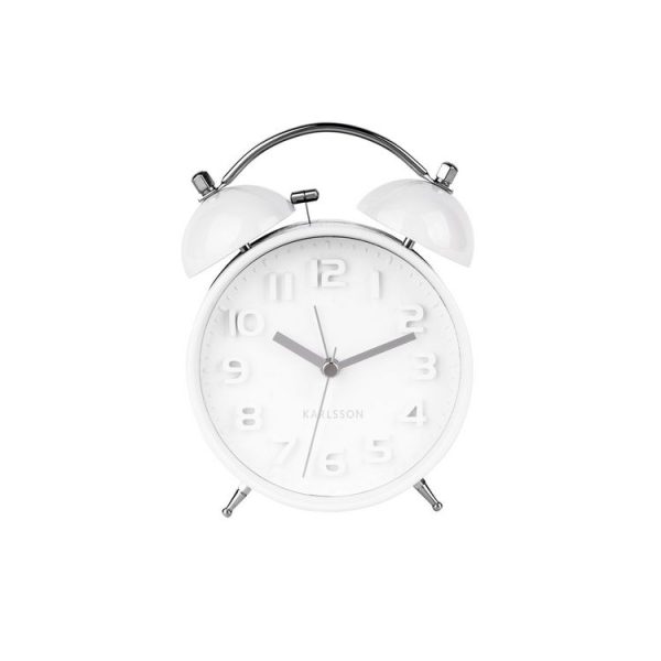 Nouveau ✨ Karlsson Horloge Réveil Rétro Mr. White – Diam. 11 Cm – Blanc 🌟 3
