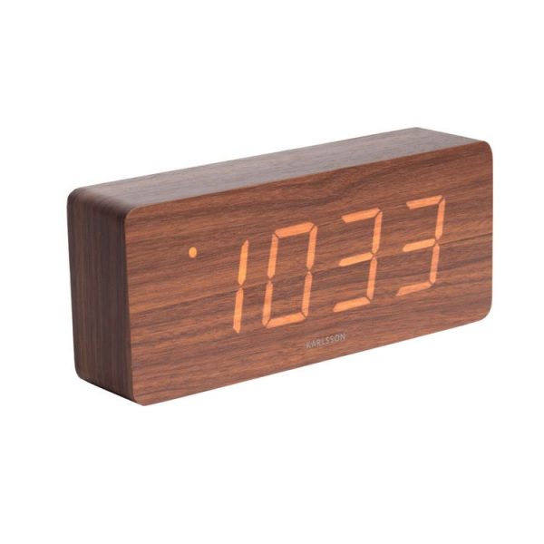Vente flash 🤩 Karlsson Horloge Réveil En Bois Square – H. 9 Cm – Marron 👏 1