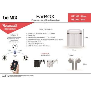 Offres 🌟 Paris Prix Écouteurs Sans Fil Earbox 5cm Noir 🔔 7