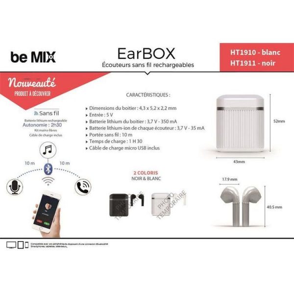 Offres 🌟 Paris Prix Écouteurs Sans Fil Earbox 5cm Noir 🔔 3