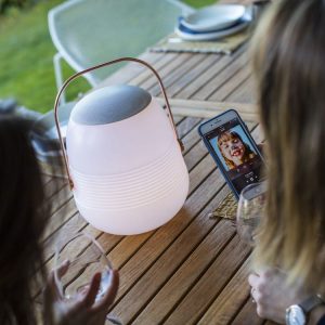 Meilleure affaire 🎁 Lumisky Lampe Enceinte Bluetooth BOB STATION Blanc Cuivre 10W ✔️ 7