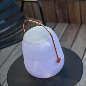 Meilleure affaire 🎁 Lumisky Lampe Enceinte Bluetooth BOB STATION Blanc Cuivre 10W ✔️ 9